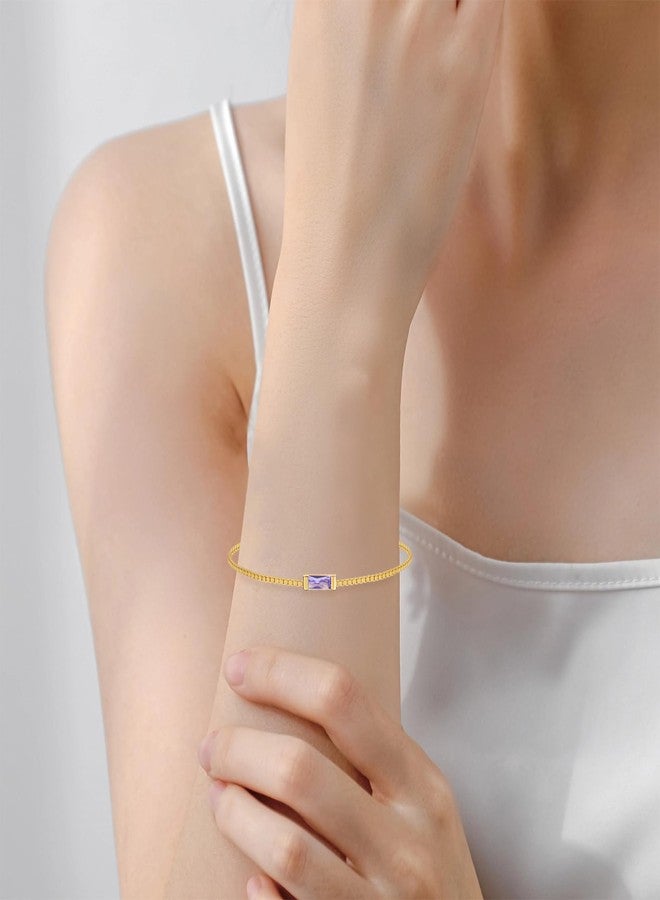 HEEYA Birthstone Gold Plated Bracelets for Women Trendy,Dainty 14K Charm Link Bracelet,Purple Birthstone Bracelet,June Birthday Christmas Anniversary Jewelry Gifts for Mom Wife Daughter Sister - Image 4